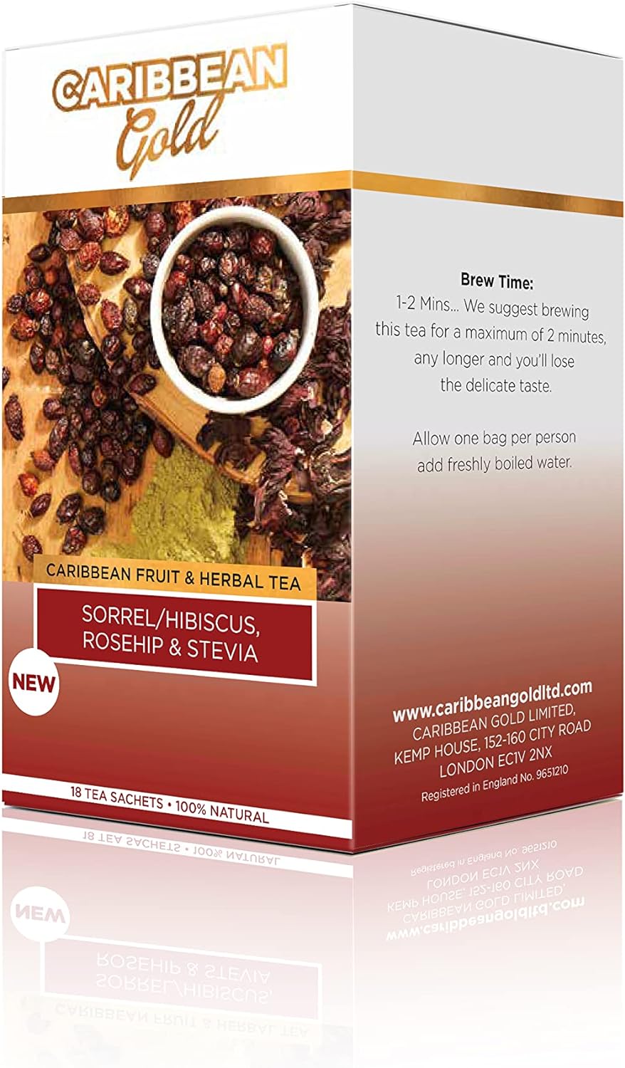 Caribbean Gold Fruit And Herbal Tea- Sorrel/Hibiscus, Rosehip And Stevia