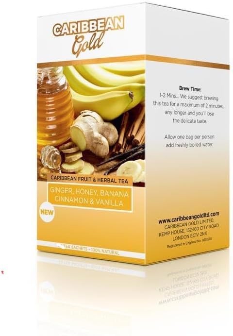 Caribbean Gold Fruit And Herbal Tea- Ginger, Honey, Banana, Cinnamon & Vanilla