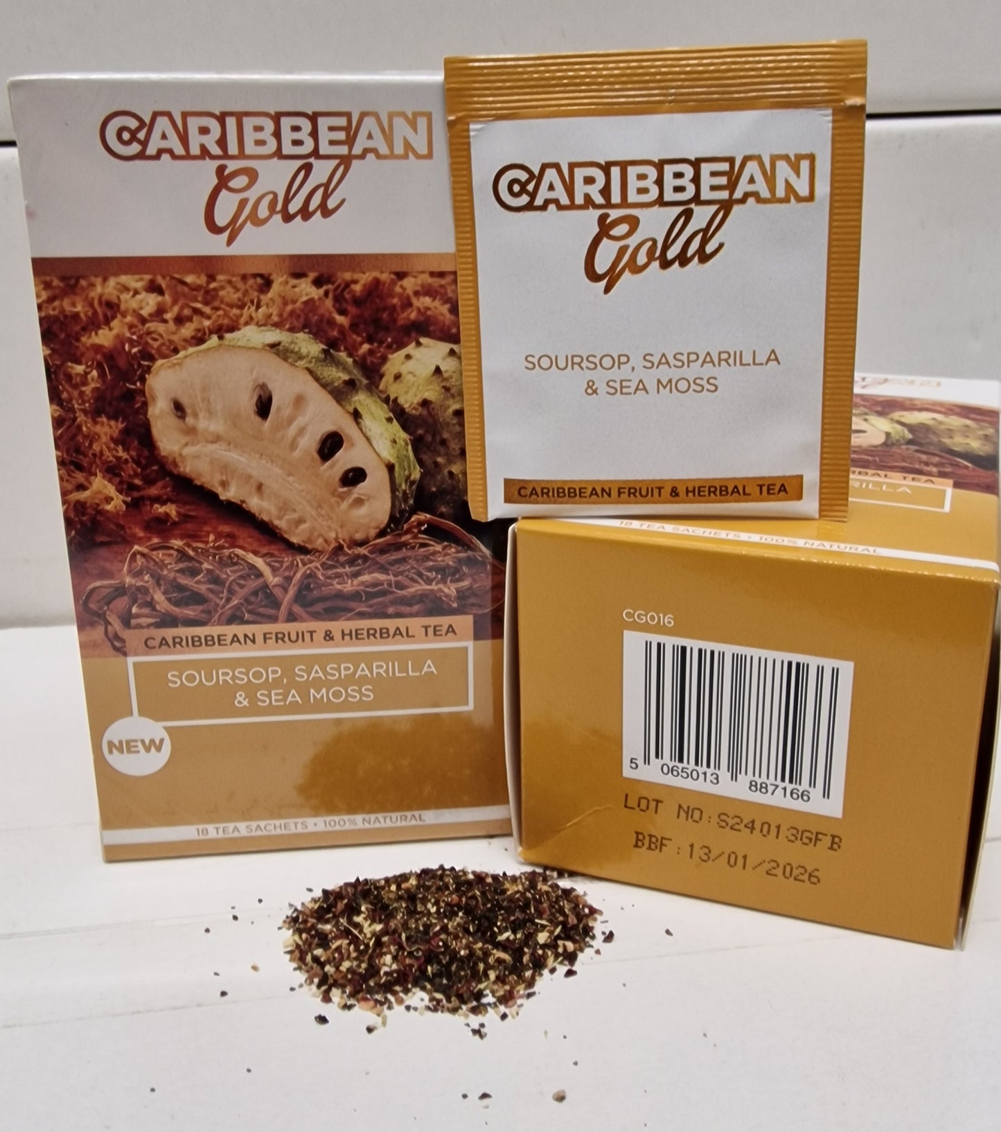Caribbean Gold Fruit And Herbal Teas-Soursop, Sasparilla & Sea Moss