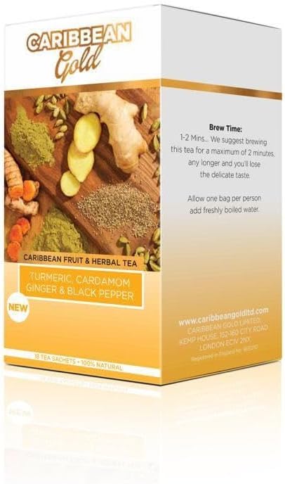 Caribbean Gold Fruit And Herbal Tea-Tumeric, Cardamom, Ginger And Black Pepper